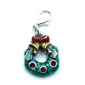Brighton CHRISTMAS Wreath Bells Bow Holly Green Red Merry Silver Charm NWOT